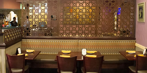 Interior of stylish Indian restaurant