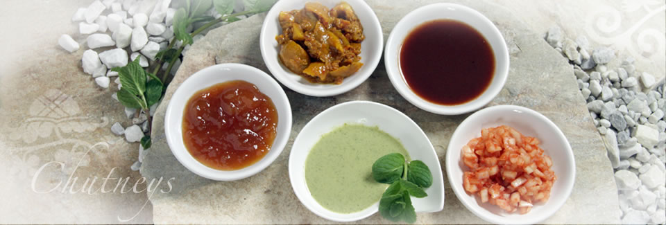 an array of colorful chutneys